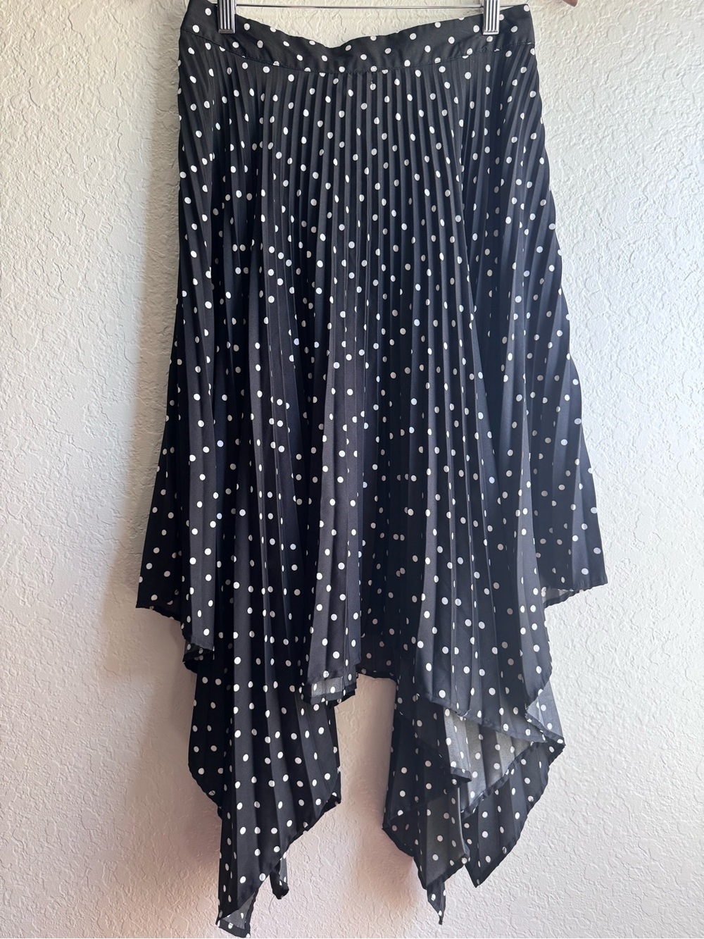 Live 4 Truth Polka Dot Pleated Handkerchief Skirt Black White